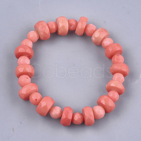 Synthetic Coral Beaded Stretch Bracelets BJEW-S134-105-1