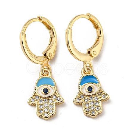 Real 18K Gold Plated Brass Dangle Leverback Earrings EJEW-A033-20G-1