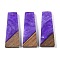 Resin & Wood Pendants, Trapezoid Charms, Blue Violet, 38x15x3.5mm, Hole: 2mm