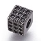 Brass Micro Pave Cubic Zirconia Beads, Cube, Black, Gunmetal, 5x5.5x5.5mm, Hole: 2.5mm