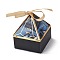 Paper Fold Gift Boxes, Triangular Pyramid with Word Only for You & Ribbon, for Presents Candies Cookies Wrapping, Midnight Blue, 7x7x9cm