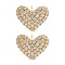 Rack Plating Heart Brass Stud Earrings, with Clear Cubic Zirconia, Cadmium Free & Lead Free, Long-Lasting Plated, Real 18K Gold Plated, 9.5x12.5mm