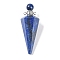 Dyed Natural Lapis Lazuli Faceted Cone Openable Perfume Bottle Big Pendants, with 304 Stainless Steel Findings, Stainless Steel Color, 49.5~51.5x18.5x18.5mm, Hole: 1.8mm