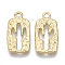 Alloy Hammered Pendants, Rectangle with Cactus, Light Gold, 23.5x12x1.5mm, Hole: 2mm