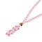 Braided Waxed Cord Empty Macrame Pouch Slider Necklace Making, with Wood Beads, Pearl Pink, 34.65x0.28x0.12 inch(88x0.7x0.3cm)