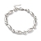 Non-Tarnish 304 Stainless Steel Round & Rice Beaded Bracelets for Women, Stainless Steel Color, 7-1/4 inch(18.5cm)