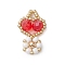 Handmade Glass Seed Beads, Loom Pattern, Heart Flower Pendant, Red, 24x15x5.5mm, Hole: 2.7mm