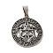 304 Stainless Steel Pendants, Flat Round with Twelve Constellations Charms, Antique Silver, Gemini, 28x25x2mm, Hole: 7x5mm