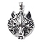 304 Stainless Steel Pendants, Wolf Head Charm, Antique Silver, 47.5x37.5x10.5mm, Hole: 5x8mm