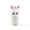 Flocking Resin Cute Bunny Pendants, Rabbit Charms with Platinum Plated Iron Loops, White, 40x18x15mm, Hole: 2mm