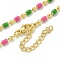 Brass Enamel Column Link Chain Necklaces, Real 18K Gold Plated, Lead Free & Cadmium Free & Nickel Free, Long-Lasting Plated, Colorful, 17.13~17.72 inch(43.5~45cm)