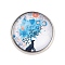 Round with Deer Glass Brooches, Platinum Plated Zinc Alloy Pins, for Backpack Clothes, Deep Sky Blue, 18x5.5mm