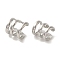 Rack Plating Brass Clip-on Earrings, Long-Lasting Plated, Lead Free & Cadmium Free, Platinum, 13x13.5mm