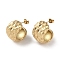 304 Stainless Steel Stud Earrings, Texture Half Hoop Earrings for Women, Real 18K Gold Plated, 23x15.5mm