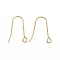 Ion Plating(IP)  316 Stainless Steel Earring Hooks, with Horizontal Loop, Golden, 22x15x0.9mm, 19 Gauge, Hole: 2.5mm