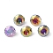 Glass Rhinestone Cabochons, Flat Back & Back Plated, Faceted, Diamond, Mixed Color, 6x4.5mm