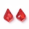 Faceted Glass Pendants, Leaf, Red, 22x15.5x8.5mm, Hole: 1mm