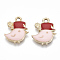 Eco-Friendly Zinc Alloy  Pendants, with Enamel, Bird, Cadmium Free & Nickel Free & Lead Free, Golden, Pink, 18x14.5x2.5mm, Hole: 2mm