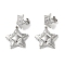 Non-Tarnish Texture Star 304 Stainless Steel Dangle Earrings, Stud Earring for Women, Stainless Steel Color, 37.5x22mm