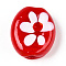 Handmade Lampwork Beads, Oval with Flower, Red, 18.5~20x15.5~16.5x7.5~10mm, Hole: 1.2~1.5mm