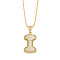 Brass Micro Pave Cubic Zirconia Pendant Necklaces, Golden, Letter I, 16.54 inch(42cm), Pendant: 24~30x13~22mm