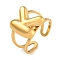 304 Stainless Steel Finger Ring, Real 18K Gold Plated Cuff Ring, Letter K, Inner Diameter: 18mm, Letter: 14~15x6.5~19mm