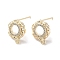 Brass Micro Pave Cubic Zirconia Stud Earring Findings, Annulus, Real 18K Gold Plated, 13x11mm, Hole: 1.2mm, Pin: 0.8mm