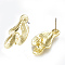 Alloy Stud Earring Findings, with Loop, Steel Pins, Light Gold, 22x11mm, Hole: 2.5mm, Pin: 0.7mm