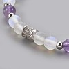 Synthetic Moonstone and Natural Amethyst Beads Stretch Bracelets BJEW-JB03890-3
