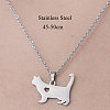 201 Stainless Steel Cat with Heart Pendant Necklace NJEW-OY001-41-3
