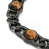 304 Stainless Steel & Natural Tiger Eye Polygon Link Bracelets for Women BJEW-G717-16B-02-2