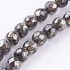 Natural Pyrite Beads Strands G-P303-02-6mm-8-1