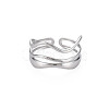 304 Stainless Steel Wave Wire Wrap Open Cuff Ring for Women RJEW-N038-047P-2
