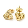 Brass Micro Pave Cubic Zirconia Ear Studs EJEW-P261-28E-G-2