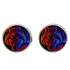 Picture Glass Stud Earrings EJEW-O088-60-1
