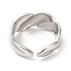 Non-Tarnish 304 Stainless Steel Twist Rope Shape Open Cuff Ring for Women RJEW-E063-06P-3