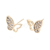 Clear Cubic Zirconia Butterfly Stud Earrings EJEW-G321-04G-1