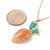 Natural Aventurine Braided Carrot Pendant Necklace NJEW-TA00036-5