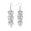 Trumpet Flower Shape Glass & Imitation Pearl Beaded Dangle Earrings EJEW-JE05100-04-2