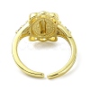Brass with Cubic Zirconia Open Cuff Ring RJEW-B051-55G-3