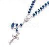 Electroplate Glass Rosary Bead Necklace for Easter NJEW-WH0005-02-2
