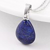 Teardrop Platinum Tone Brass Natural & Synthetic Mixed Stone Pendants G-F267-02-2