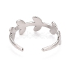 Non-Tarnish 304 Stainless Steel Leaf Wrap Open Cuff Ring for Women RJEW-C025-15P-2