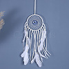Cotton and linen Woven Net/Web with Feather Wall Hanging Decoration EVIL-PW0002-11A-1