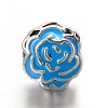 Large Hole Rose Flower Alloy Enamel European Beads MPDL-L013-01E-1