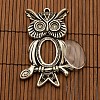 25x18mm Transparent Glass Cabochons and Tibetan Style Big Owl Pendant Cabochon Settings for Halloween DIY-X0186-AS-NR-3