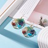 Natural & Synthetic Mixed Gemstone Chips Braided Ring with Tree of Life Dangle Earrings EJEW-JE04881-02-2