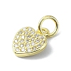 Heart Theme Brass Micro Pave Cubic Zirconia Charms KK-H475-56G-03-2