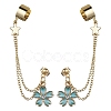 Light Gold 304 Stainless Steel Cuff Earring Chains with Rhinestone EJEW-JE05684-04-1