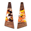 Transparent Resin & Walnut Wood Big Pendants RESI-TAC0017-71-A03-2